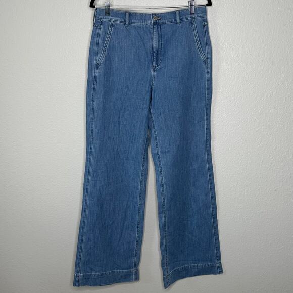 J.Crew Women’s Drapey Denim Trouser Light Wash Wide Leg BY994 Size 27 New - Picture 5 of 16